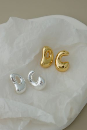 High-End French Minimalist Glossy Textured Irregular Gold-Plated Silver Needle Stud Earrings