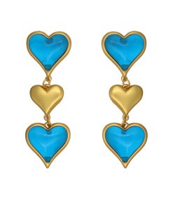 High-End French Retro Blue Heart Earrings - Fashionable Personality Accessories with Elegant Vintage Style