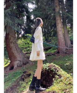 High-End French-Style Black Shirt Dress for Women, Loose Fit Spring Dress with Short Skirt, Chic Designer Look