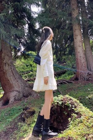 High-End French-Style Black Shirt Dress for Women, Loose Fit Spring Dress with Short Skirt, Chic Designer Look