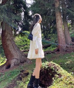 High-End French-Style Black Shirt Dress for Women, Loose Fit Spring Dress with Short Skirt, Chic Designer Look