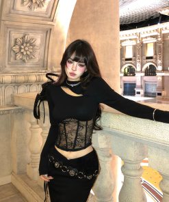 High-End French Style Women's Lace Slim-Fit Top & Bodycon Fishtail Skirt Set for Spring/Summer Fashion