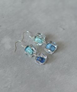 High-End Geometric Glass Earrings with Sugar Cube Rock Candy Heart Design - Unique Niche Style for 2025 Fashion Trends