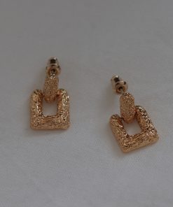 High-End Geometric Irregular Gold-Plated Earrings for Women - Retro European and American Niche Design, Lava-Inspired Style