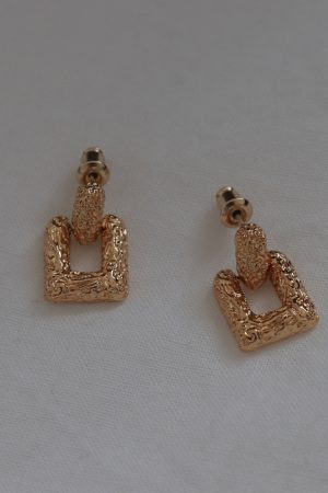 High-End Geometric Irregular Gold-Plated Earrings for Women - Retro European and American Niche Design, Lava-Inspired Style