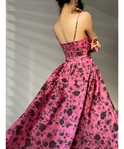 High-End Goddess French Printed Spaghetti Strap Mid-Length Dress for Summer - Niche Design, Fashionable and Chic