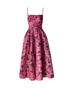 High-End Goddess French Printed Spaghetti Strap Mid-Length Dress for Summer - Niche Design, Fashionable and Chic