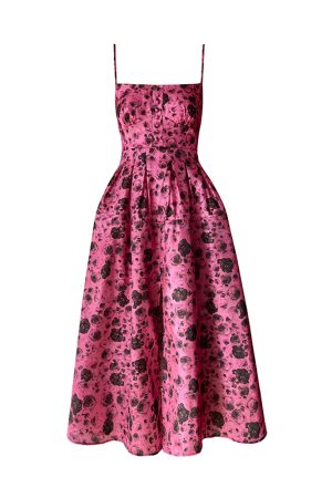 High-End Goddess French Printed Spaghetti Strap Mid-Length Dress for Summer - Niche Design, Fashionable and Chic