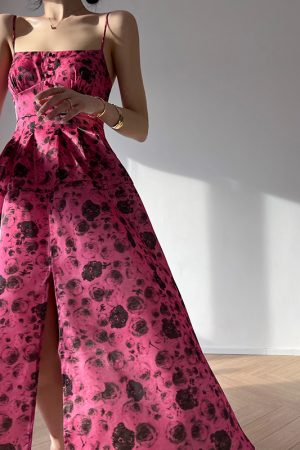 High-End Goddess French Printed Spaghetti Strap Mid-Length Dress for Summer - Niche Design, Fashionable and Chic