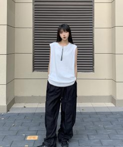 High-End Half-Zip Vest for Men and Women - Trendy Sleeveless T-Shirt Tank Top, European American Style, Summer Outerwear, High Street Fashion