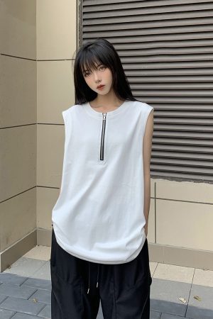 High-End Half-Zip Vest for Men and Women - Trendy Sleeveless T-Shirt Tank Top, European American Style, Summer Outerwear, High Street Fashion