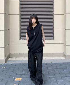 High-End Half-Zip Vest for Men and Women - Trendy Sleeveless T-Shirt Tank Top, European American Style, Summer Outerwear, High Street Fashion