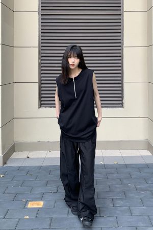 High-End Half-Zip Vest for Men and Women - Trendy Sleeveless T-Shirt Tank Top, European American Style, Summer Outerwear, High Street Fashion