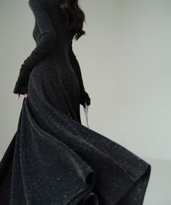 High-End Handmade Three-Dimensional Floral French Style Long Gown for Annual Meetings - Elegant Twilight Realm Dress