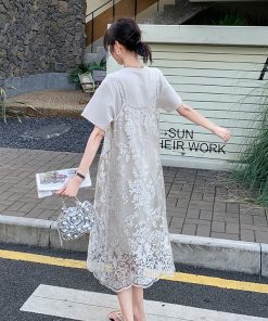 High-End Heavy Embroidery Camisole Dress Two-Piece Set for Petite Figures, 2025 Trendy Age-Reducing Outfit