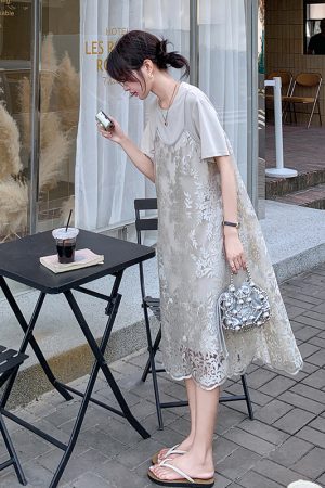 High-End Heavy Embroidery Camisole Dress Two-Piece Set for Petite Figures, 2025 Trendy Age-Reducing Outfit