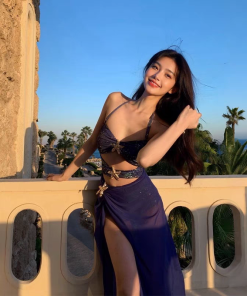 High-End Hollow Sexy Two-Piece Swimsuit Set for Vacation, Beach, Hot Spring - Trendy Swimwear for Summer Getaways