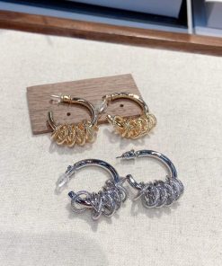 High-End Hong Kong Style Metal C-Shaped Hoop Earrings - Unembellished Multiple Circle Design for Elegant Temperament