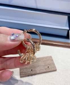 High-End Hong Kong Style Metal C-Shaped Hoop Earrings - Unembellished Multiple Circle Design for Elegant Temperament