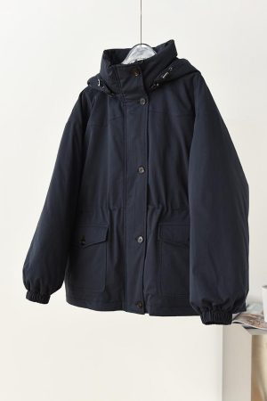 High-End Japanese-Style Detachable Hooded 90% White Duck Down Jacket - Loose Thick Outerwear for Stylish Workwear