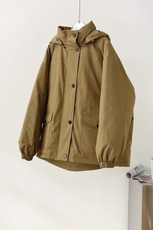 High-End Japanese-Style Detachable Hooded 90% White Duck Down Jacket - Loose Thick Outerwear for Stylish Workwear