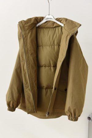 High-End Japanese-Style Detachable Hooded 90% White Duck Down Jacket - Loose Thick Outerwear for Stylish Workwear