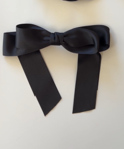 High-End Korean Style Black Large Wave Circle Hair Tie with Bow Spring Clip for Effortless Chic Hairstyling