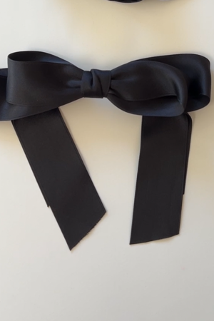 High-End Korean Style Black Large Wave Circle Hair Tie with Bow Spring Clip for Effortless Chic Hairstyling