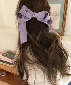 High-End Korean Style Black Large Wave Circle Hair Tie with Bow Spring Clip for Effortless Chic Hairstyling