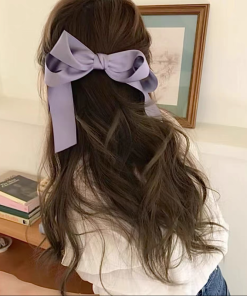 High-End Korean Style Black Large Wave Circle Hair Tie with Bow Spring Clip for Effortless Chic Hairstyling