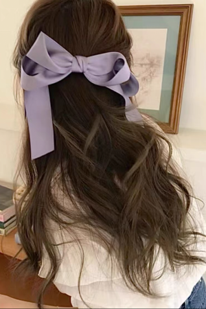 High-End Korean Style Black Large Wave Circle Hair Tie with Bow Spring Clip for Effortless Chic Hairstyling