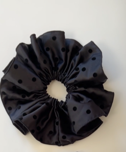 High-End Korean Style Black Large Wave Circle Hair Tie with Bow Spring Clip for Effortless Chic Hairstyling