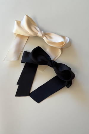 High-End Korean Style Black Large Wave Circle Hair Tie with Bow Spring Clip for Effortless Chic Hairstyling