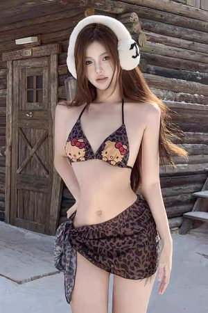 High-End Leopard Print Bikini Cover-Up for Women | Sexy Sun Protection Swimsuit for Beach Vacation