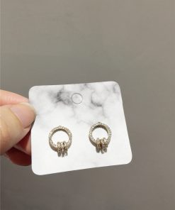 High-End Light Luxury S925 Silver Geometric Circle Drop Earrings with Micro-Inlaid Diamonds, Simple Elegant Accessories