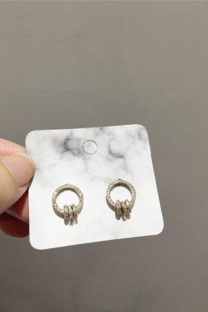 High-End Light Luxury S925 Silver Geometric Circle Drop Earrings with Micro-Inlaid Diamonds, Simple Elegant Accessories