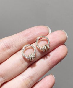 High-End Light Luxury S925 Silver Geometric Circle Drop Earrings with Micro-Inlaid Diamonds, Simple Elegant Accessories