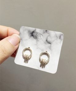 High-End Light Luxury S925 Silver Geometric Circle Drop Earrings with Micro-Inlaid Diamonds, Simple Elegant Accessories