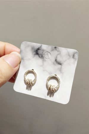 High-End Light Luxury S925 Silver Geometric Circle Drop Earrings with Micro-Inlaid Diamonds, Simple Elegant Accessories