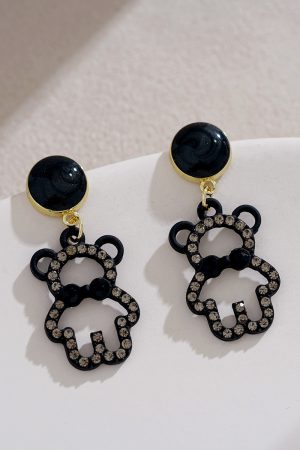 High-End Little Bear Earrings, Autumn Winter Korean Style, Sweet Full Diamond Design, Niche Gentle Ear Accessories