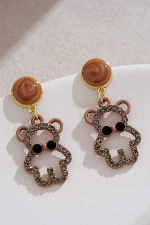 High-End Little Bear Earrings, Autumn Winter Korean Style, Sweet Full Diamond Design, Niche Gentle Ear Accessories