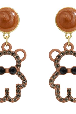 High-End Little Bear Earrings, Autumn Winter Korean Style, Sweet Full Diamond Design, Niche Gentle Ear Accessories