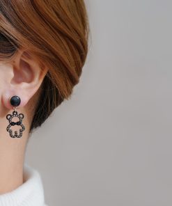 High-End Little Bear Earrings, Autumn Winter Korean Style, Sweet Full Diamond Design, Niche Gentle Ear Accessories
