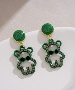 High-End Little Bear Earrings, Autumn Winter Korean Style, Sweet Full Diamond Design, Niche Gentle Ear Accessories