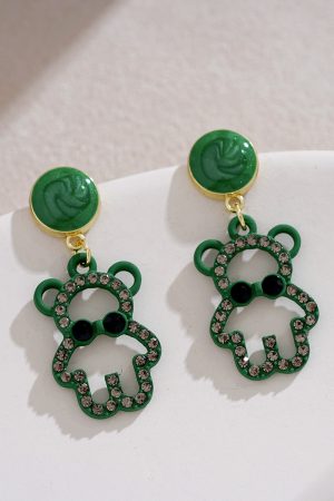 High-End Little Bear Earrings, Autumn Winter Korean Style, Sweet Full Diamond Design, Niche Gentle Ear Accessories