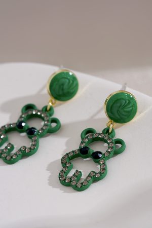 High-End Little Bear Earrings, Autumn Winter Korean Style, Sweet Full Diamond Design, Niche Gentle Ear Accessories