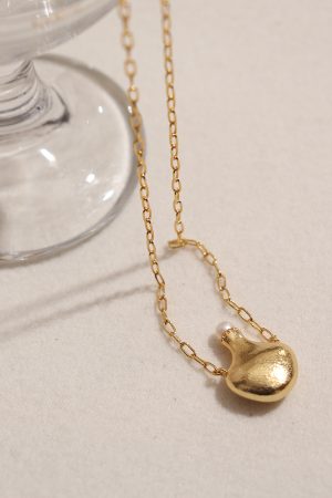 High-End Matte Texture Water Bottle Shape Necklace with Freshwater Pearl Choker - Modern Chic Accessories for Trendy Outfits