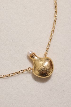 High-End Matte Texture Water Bottle Shape Necklace with Freshwater Pearl Choker - Modern Chic Accessories for Trendy Outfits