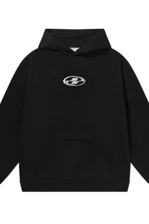 High-End Metal Foil Silver Printed Casual Hoodie - Loose Fit American Street Style Fashion