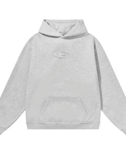 High-End Metal Foil Silver Printed Casual Hoodie - Loose Fit American Street Style Fashion